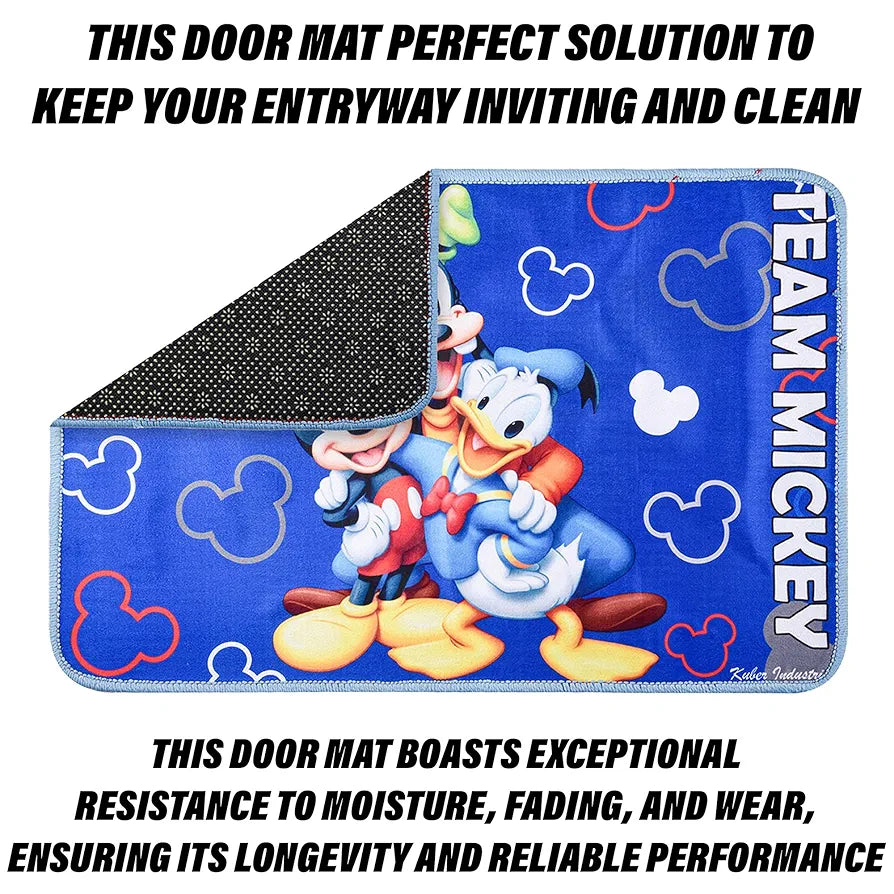 Kuber Industries Disney Team Mickey Door Mat For Living Room Blue Colour
