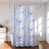 Kuber Industries Shower Curtain Bathroom Shower Curtain 8 Rings Curtain Bamboo Print Blue