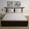 Divine Casa Double Size Bedsheet for Double Bed 144 TC Pure Cotton Queen Size with 2 Pillow Covers Floral Colour Amber Grey