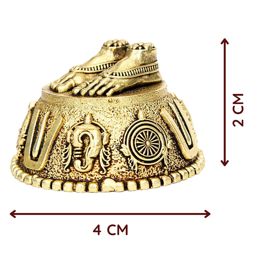 anciently Balaji Charan Paduka | Vishnu Charan Paduka | Charan Paduka for Puja Brass, Gold Colour 1 No 