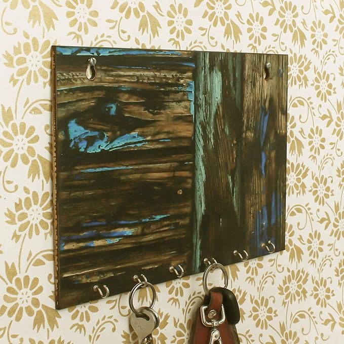 Ecraftindia Painting Theme Wooden Key Holder With 6 Hooks