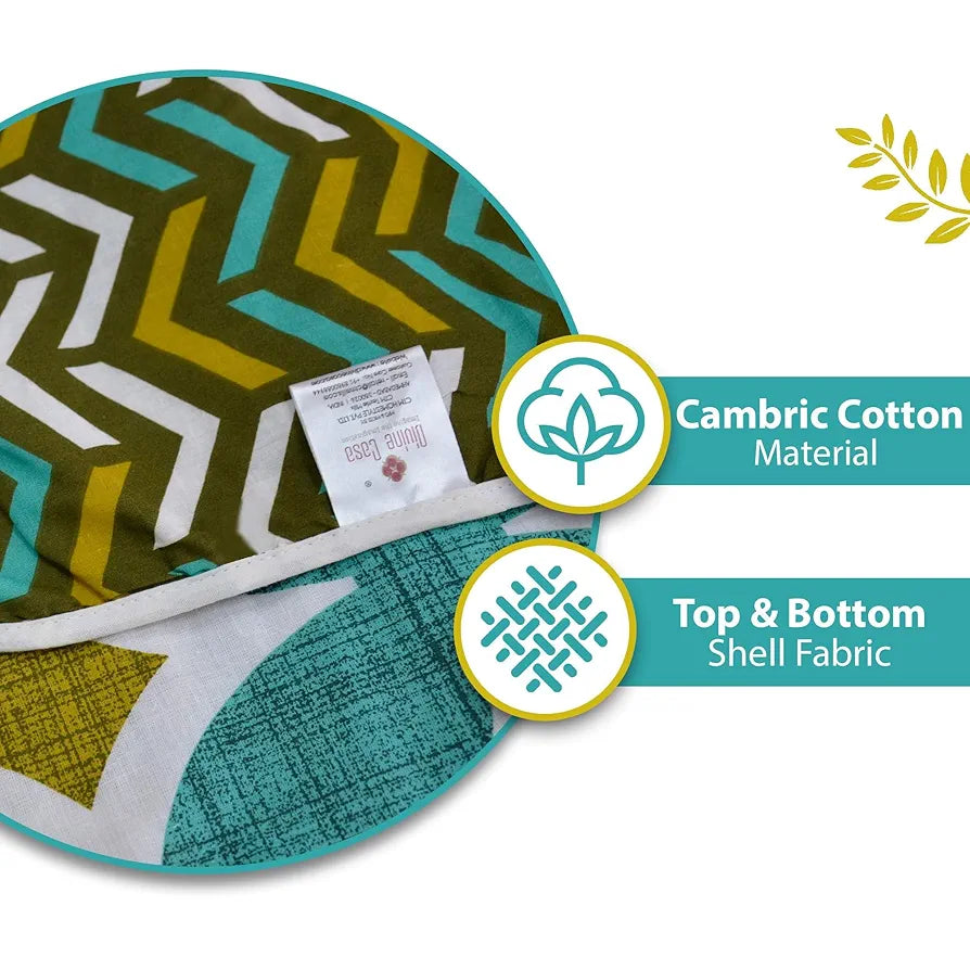 Divine Casa Cambric Cotton Single Bed Dohar 3 Layer dohar with Flannel Inside Reversible Both Sides Usable Blanket TC - 120Aqua Colour Green Angular Shape