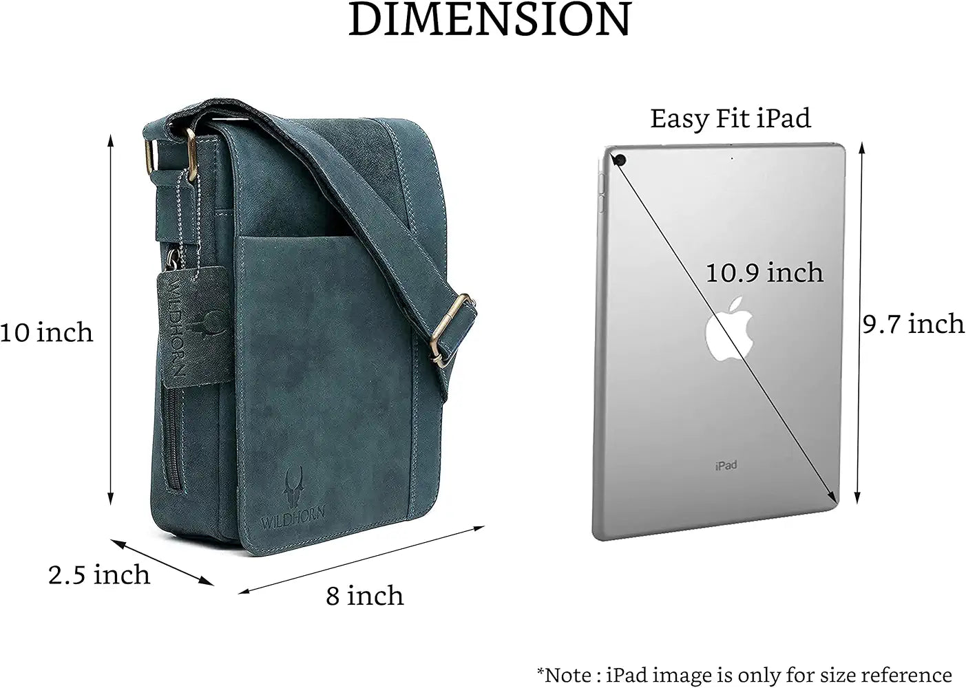 WildHorn Leather 8.5 inch Sling Messenger Bag for Men I Multipurpose Crossbody Bag I Travel Bag with Adjustable Strap I DIMENSION: L- 8.5inch H- 10.5inch W- 3inch