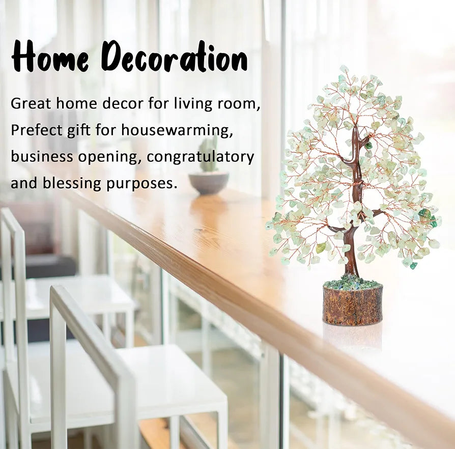 Bezavo Green Jade Crystal Tree Feng Shui Tree Copper Wire