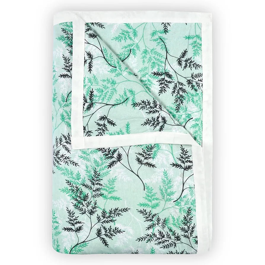 Divine Casa Floret 100% Cotton Single Dohar 120 GSM Soft & Lightweight Throw Blanket Colour Beach Glass