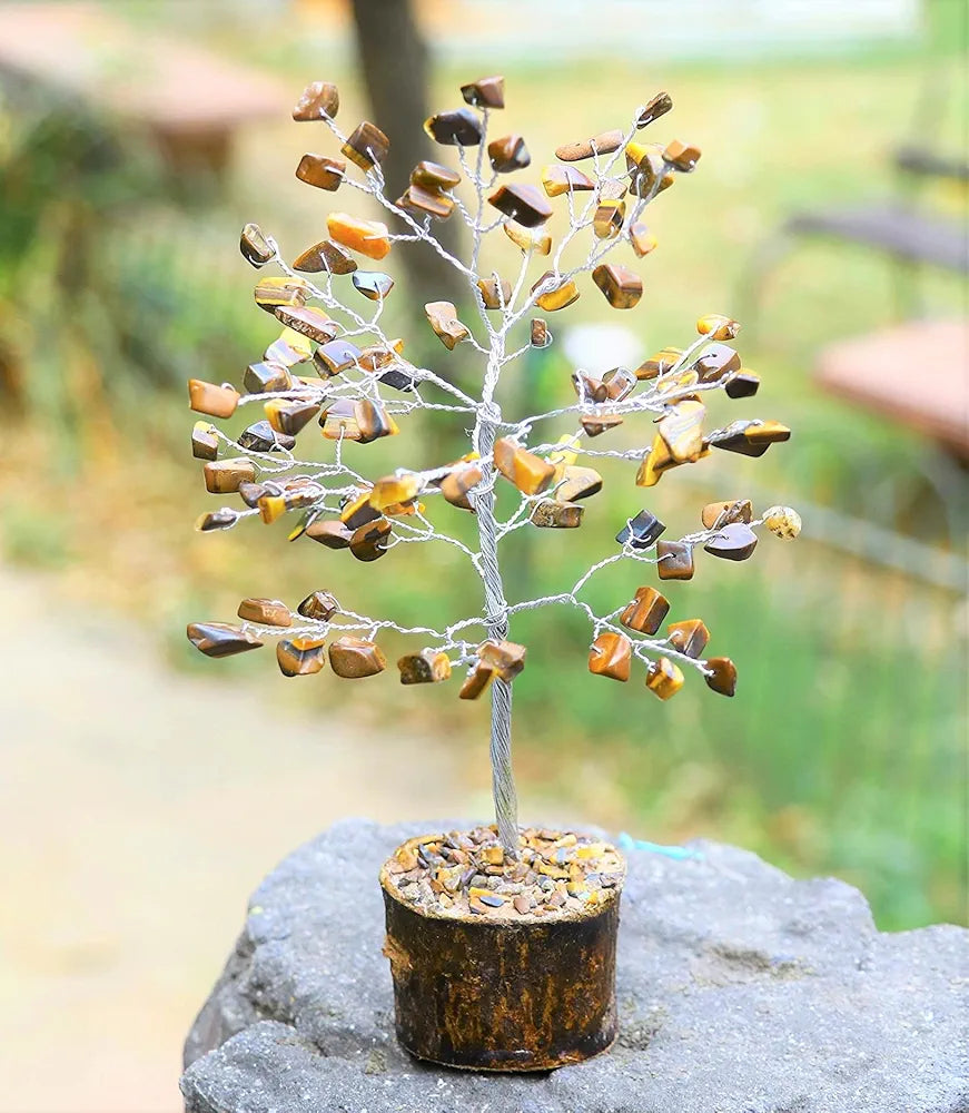 Crocon Tiger Eye Gemstone Money Tree Feng Shui Bonsai