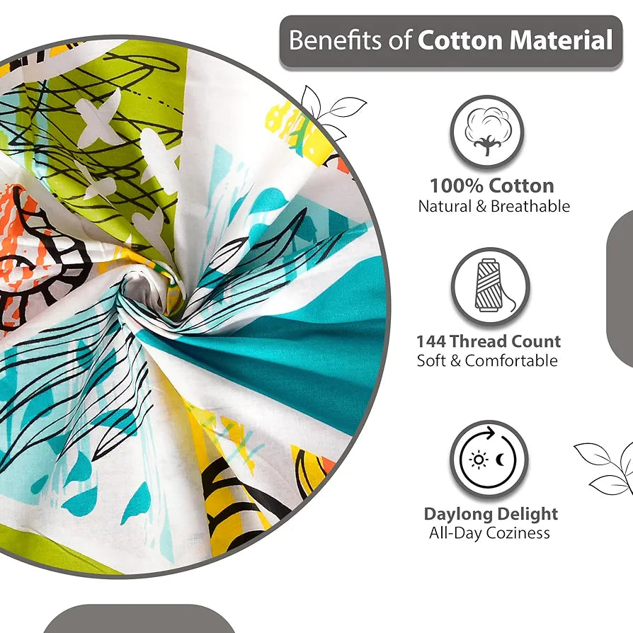 Divine Casa 144 TC 100% Cotton King Bedsheet with 2 Pillow Covers Abstract Pattern Colour Mustard