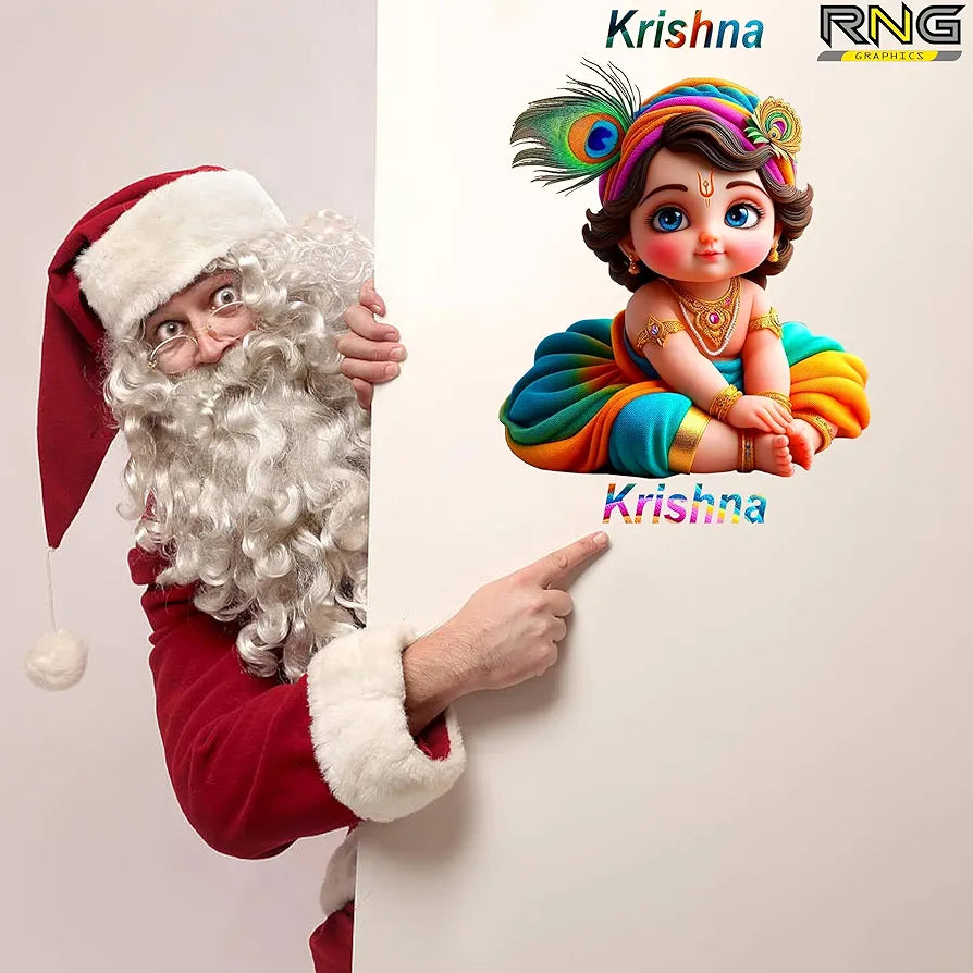 Rng Graphics Pvc Vinyl Self Adhesive Little Krishna Wall Sticker Multicolor 55 Cm X 48cm DW-124L