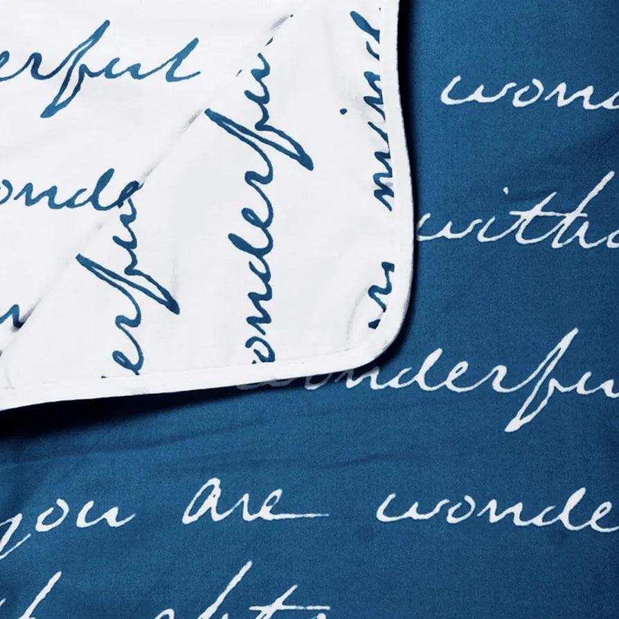 Divine Casa Microfiber 120 GSM Single Bed Dohar Navy Blue Typography Print Lightweight Reversible AC Blanket