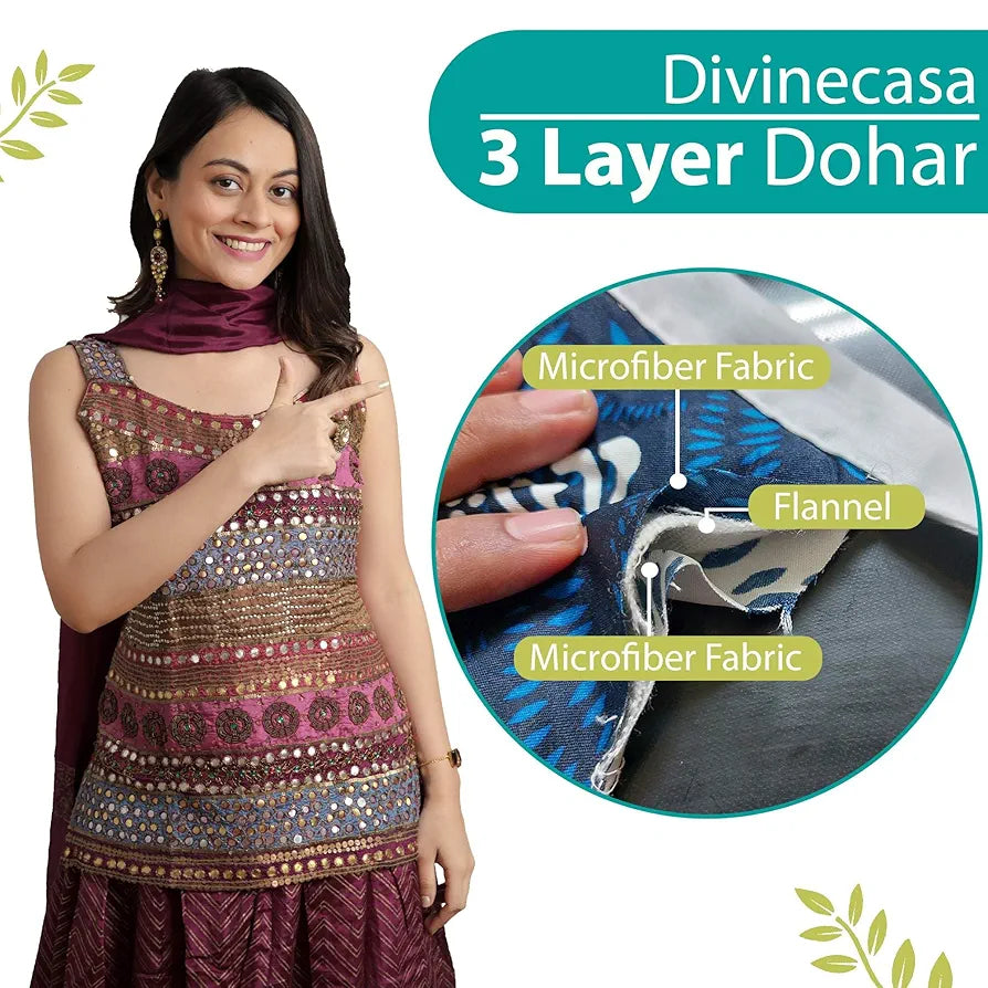 Divine Casa 120 GSM Microfiber Single Dohar Soft & Lightweight Throw Blanket Abstract Geometric Pattern Colour  Olive Green & Teal
