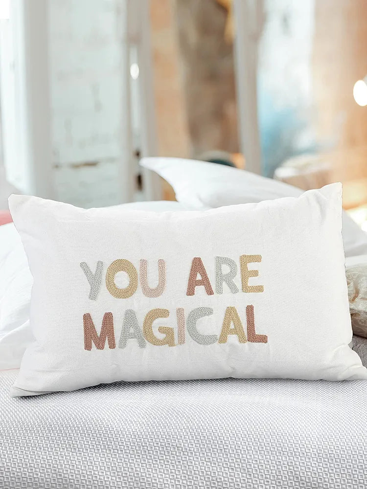 Sashaa World Magical Cushion/Pillow Cover For Living Room Sofa Colour White (Magical)