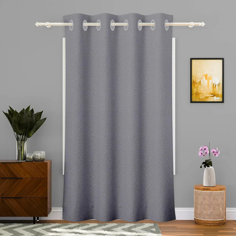 Kuber Industries Stylish Door Curtains for Living Room & Bedroom Web Net Grey Colour