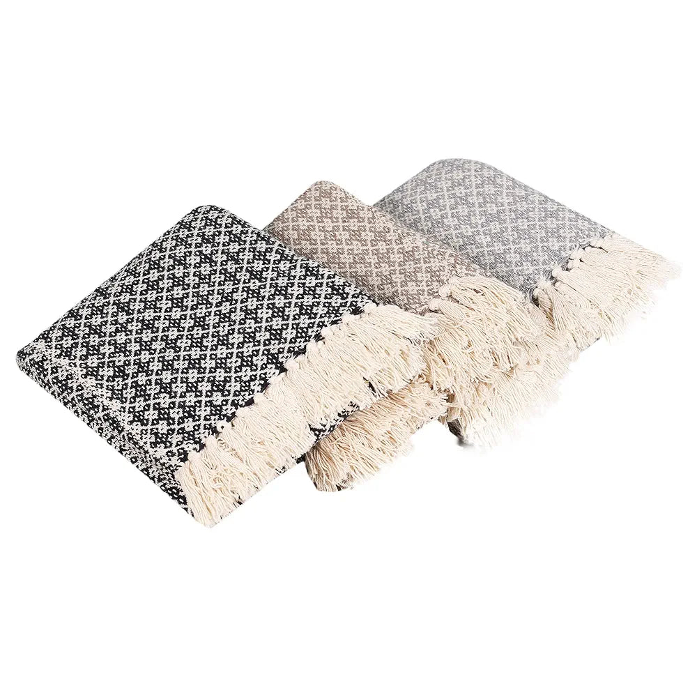 Sashaa World Soft Throw Blanket Colour Grey/Natural
