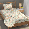 Fresh From Loom Single Bed Microfiber Floral Print Bedsheet 240 TC 1 Pillow Covers Barely-Peach