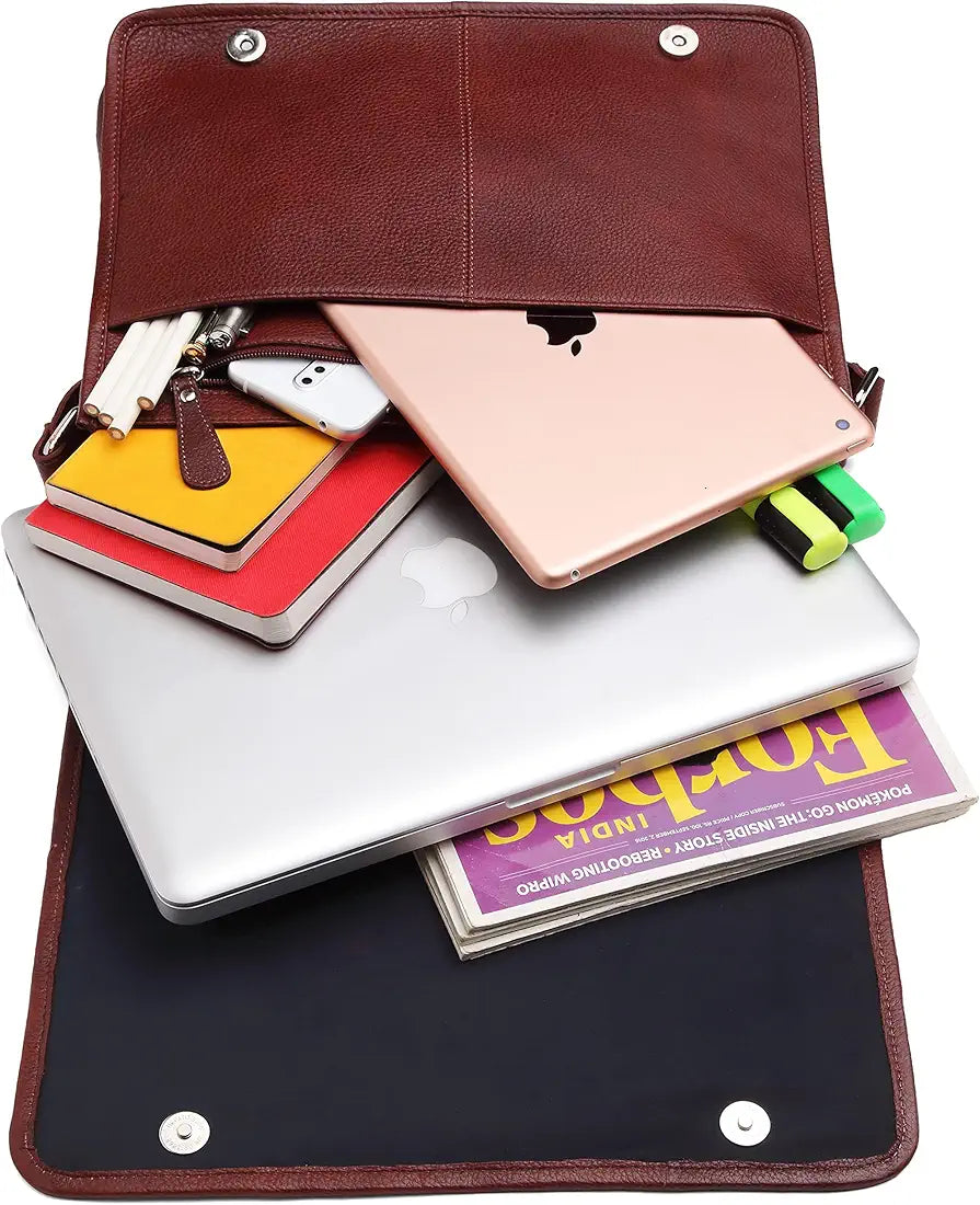 WILDHORN Leather Laptop Messenger Bag for Men I Handcrafted I Adjustable Strap I Dimension : L-13 inch W-4 inch H-10 inch