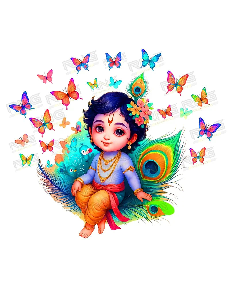 Rng Graphics Pvc Vinyl Flute in Hands Krishna Peel and Stick Wall Sticker Sticker Multicolor 46 Cm X 46cm DW-117L