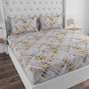 Huesland by Ahmedabad Cotton 144 Tc Cotton King Size Bedsheet With 2 Pillow Covers - Grey, Yellow & White