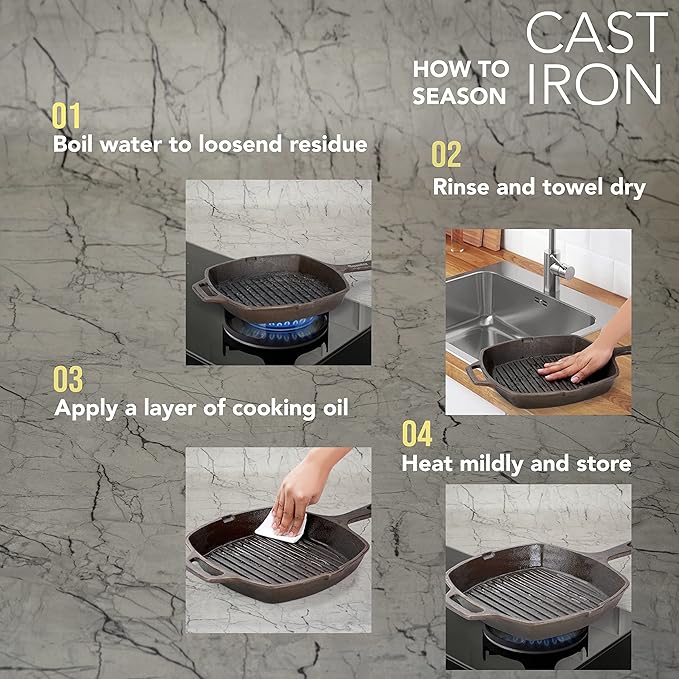 Sumeet Super Smooth Gold Series Pre Seasoned Cast Iron Grill Pan 28cm 3.180 kg