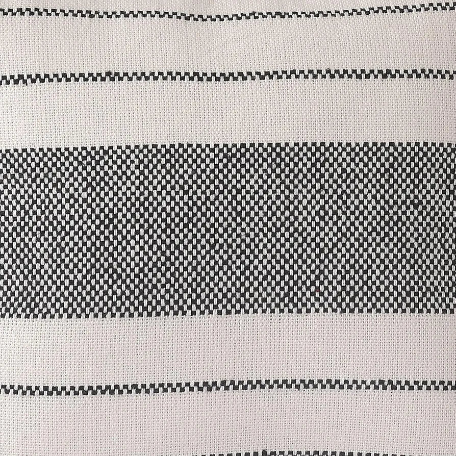 Sashaa World Exquisite Black & Natural Striped Elegance Decorative Woven Cushion Cover