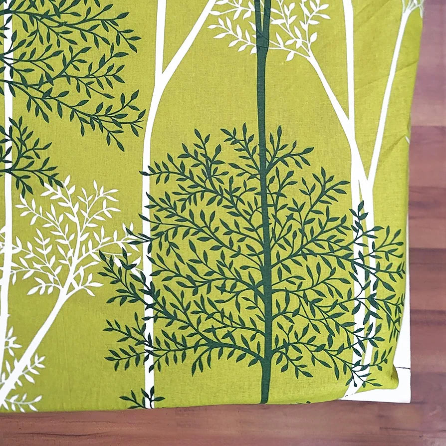 Divine Casa 144 TC Floral Green 100% Cotton Elastic Fitted Bedsheet for Double Bed with 2 Pillow Covers Colour Green