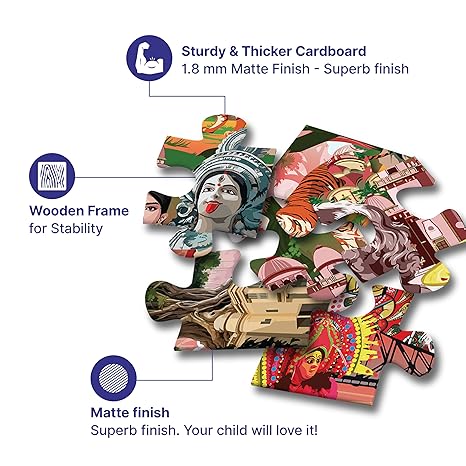 The Puzzl Co West Bengal Jigsaw Puzzle for Kids Learn Bengal’s Culture Monuments & Food