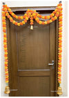 Artificial Marigold Fluffy Flower Garlands Door Toran Set/door Hangings - Light & Dark Orange