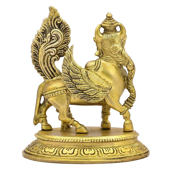 The Advitya Brass Holy Kamdhenu Standing Idol Cow Nandi Murti for Blessings at Home & Office Pooja and Show Piece for Home Decor