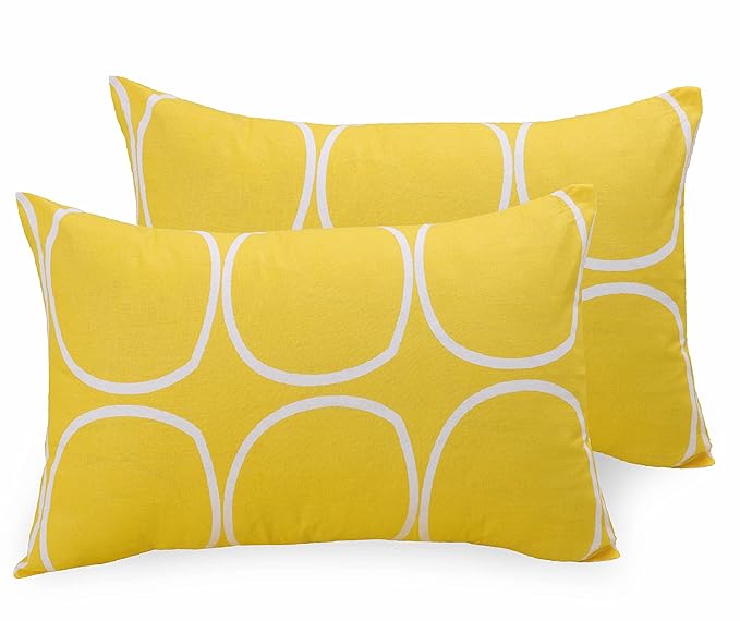 Huesland by Ahmedabad Cotton 144 Tc King Size Bedsheet Cotton with 2 Pillow Covers | Yellow