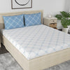 Huesland by Ahmedabad Cotton 186 TC King Size Bedsheet Cotton with 2 Pillow Covers | White & Blue