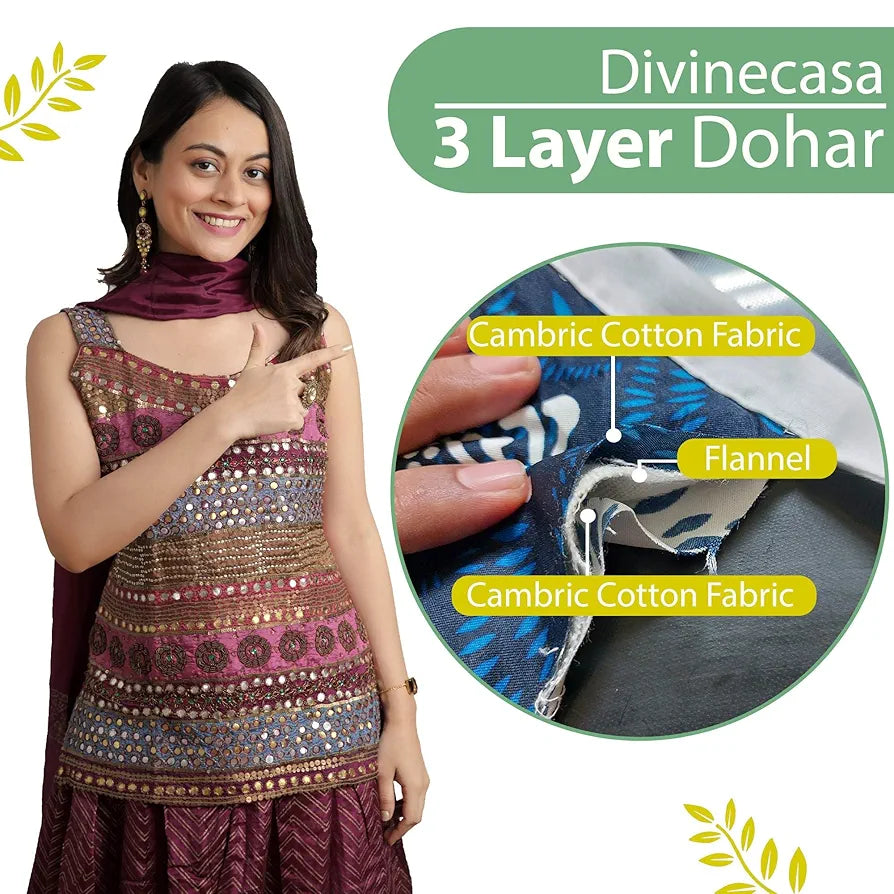 Divine Casa 100% Cotton Cambric Dohar for Single Bed Lightweight Comfort and Breathable Sleep Reversible Blanket TC - 120 Colour Opal