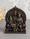 Ecraftindia Bronze Polyresin Shiv Parivar Statue Sitting on Singhasan Decorative Showpiece
