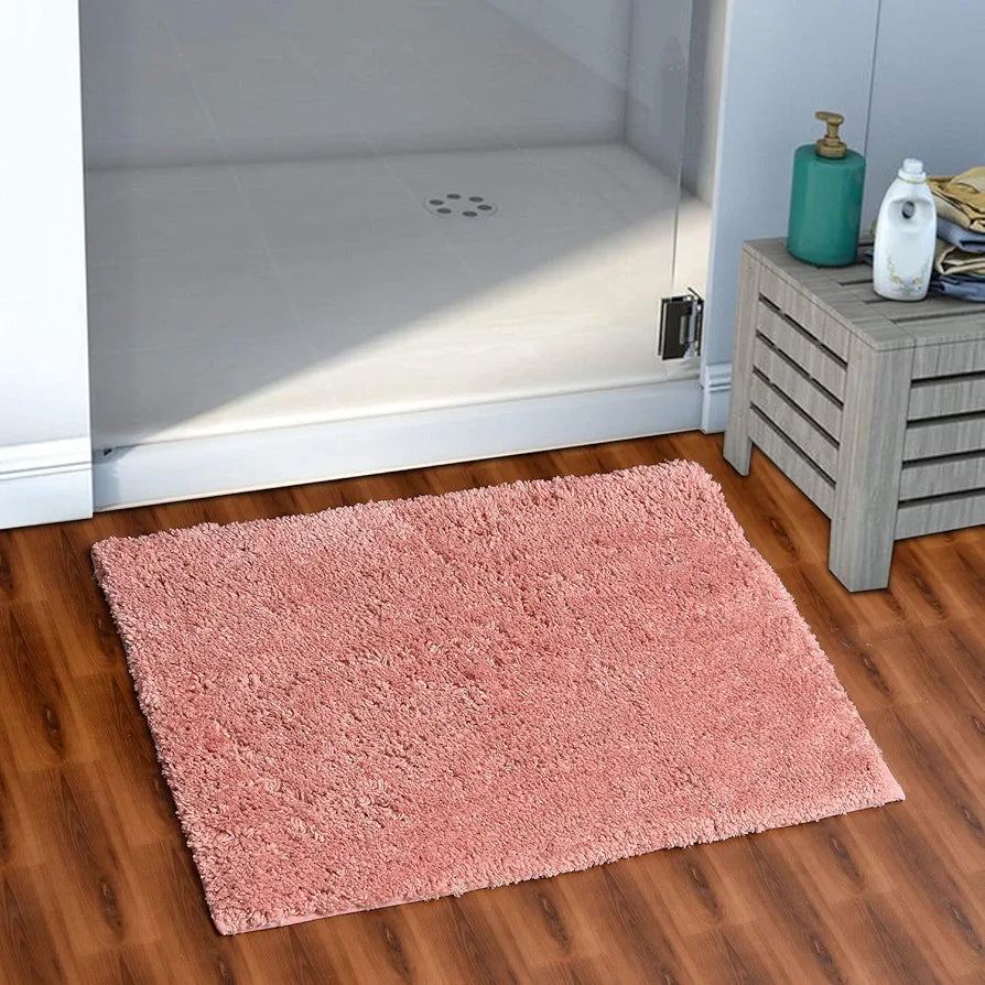 Aerohaven Glorious Super Soft Microfiber Solid Anti Slip Stone Wash Bathmat Peach Colour