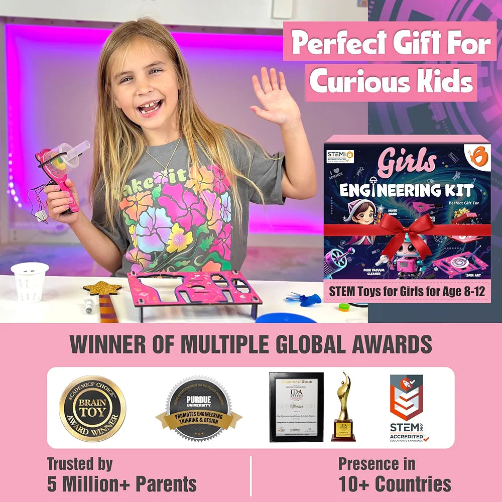 Butterfly EduFields 100+ STEM Engineering Project Kit for Girls Ages 8 10 12 15 Years | Ultimate DIY Science Experiments for Kids | Educational Engineering Toys Best Birthday Gift idea