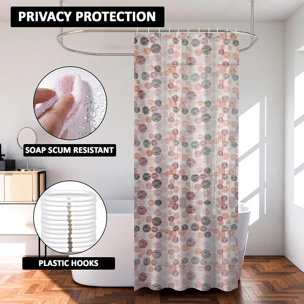 Kuber Industries Shower Curtain Bathroom Shower Curtain 8 Rings Curtain Multi Dot Orange