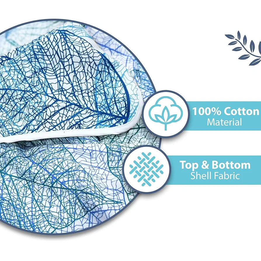 Divine Casa Glace Cotton 120 GSM Reversible Lightweight Printed Double Bed AC Dohar Blanket Quilt Colour Blue and Brown TC - 120