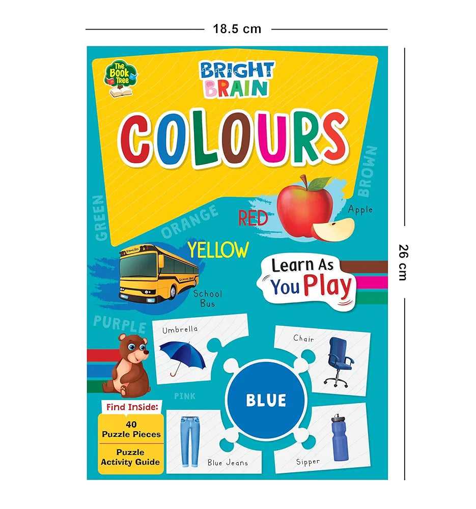 The Book Tree Bright Brain Colours Puzzle - Learn & Identify Colours with 40 Pieces – Beautiful Colourful Puzzle Pieces for Kids Age 3+ - Gift Box by Majestic Book Club