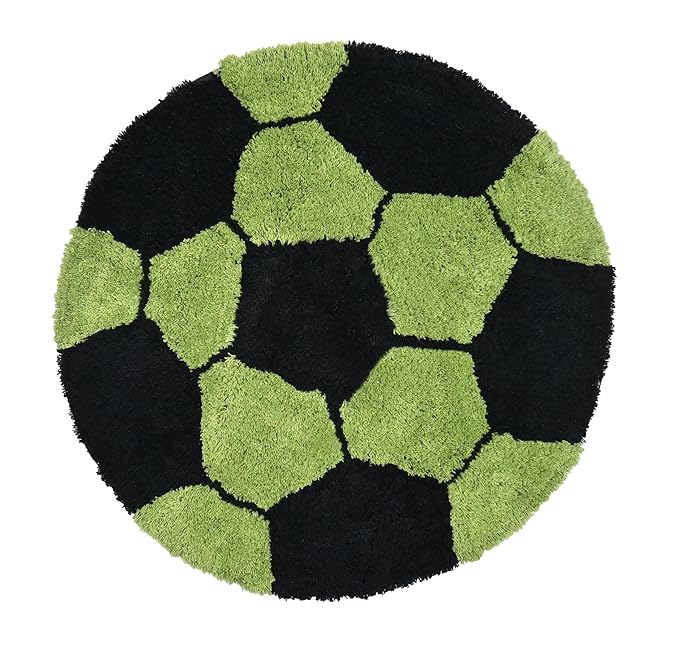 The Home Talk Football Design Kids Cotton Round Bathmats Anti-Skid Soft Bath Rug 60 CM Round