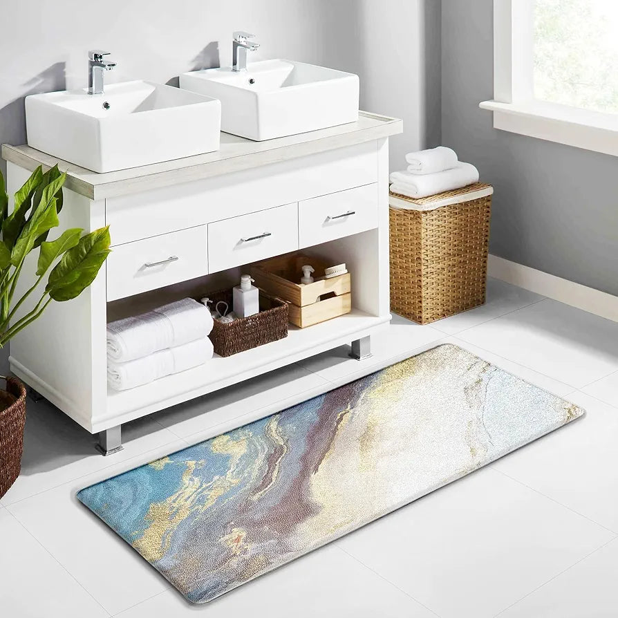 Luxe Home Columbo Anti-Fatigue Kitchen Mat Non-Slip Cushioned Comfort Mat Marble Swirl Pattern Standing Desk Mat Colour Texture