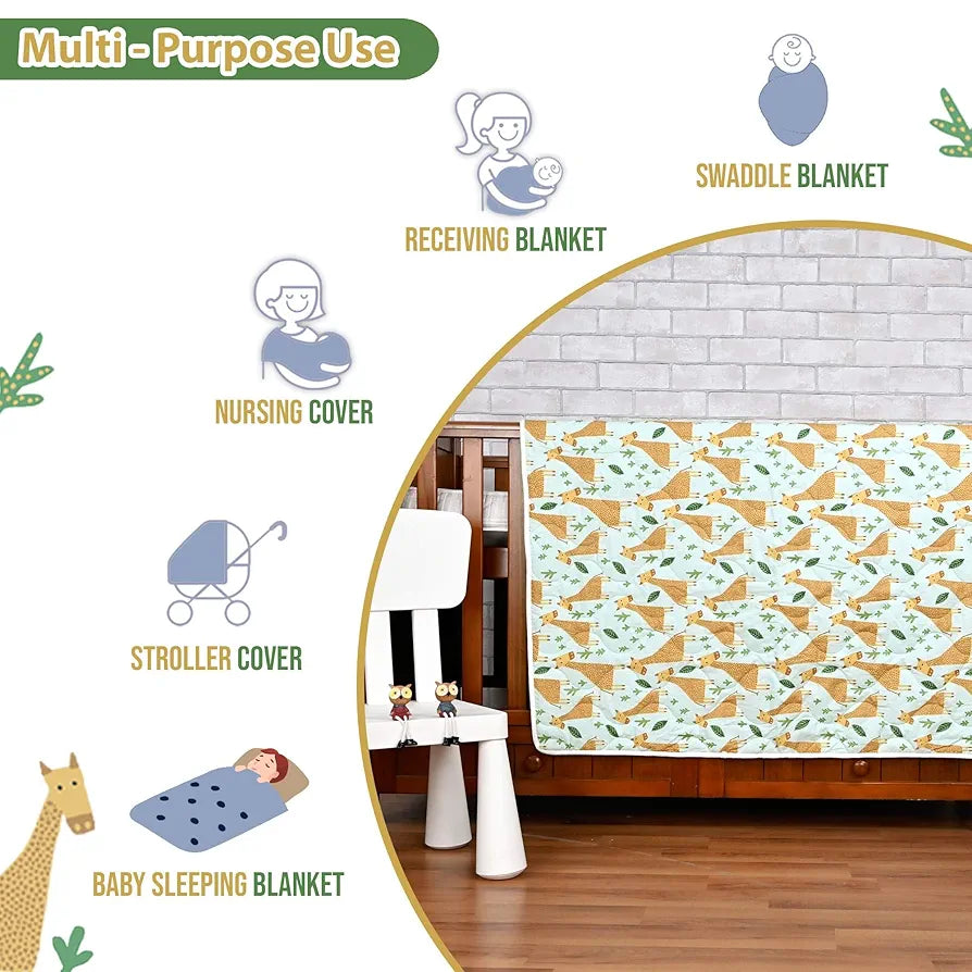 Divine Casa 120 GSM Cotton Single Kids Comforter Soft & Lightweight All-Season Blanket Colour Misty Jade