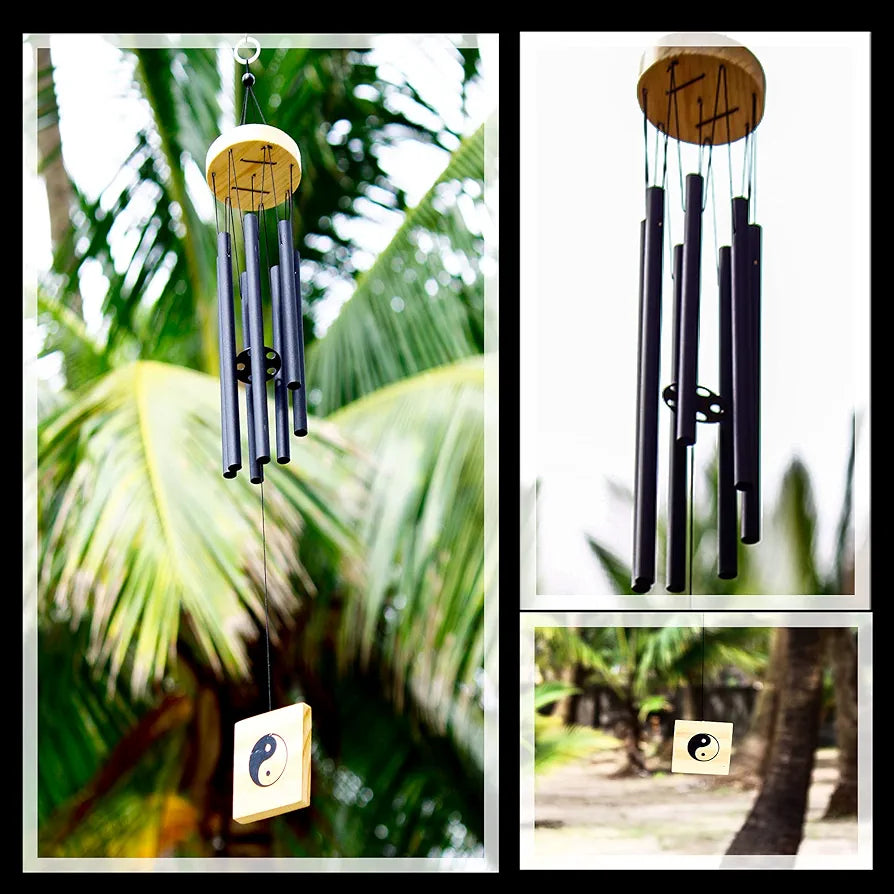 Lilone 7 Black Color Pipes Wind Chimes 24 Inch Long