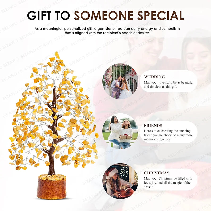 Bezavo Yellow Aventurine Crystal Tree Silver Wire