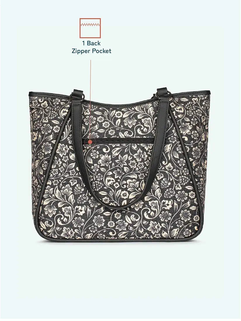 Zouk Naisha Tote Jute & Leather Handbag for Women