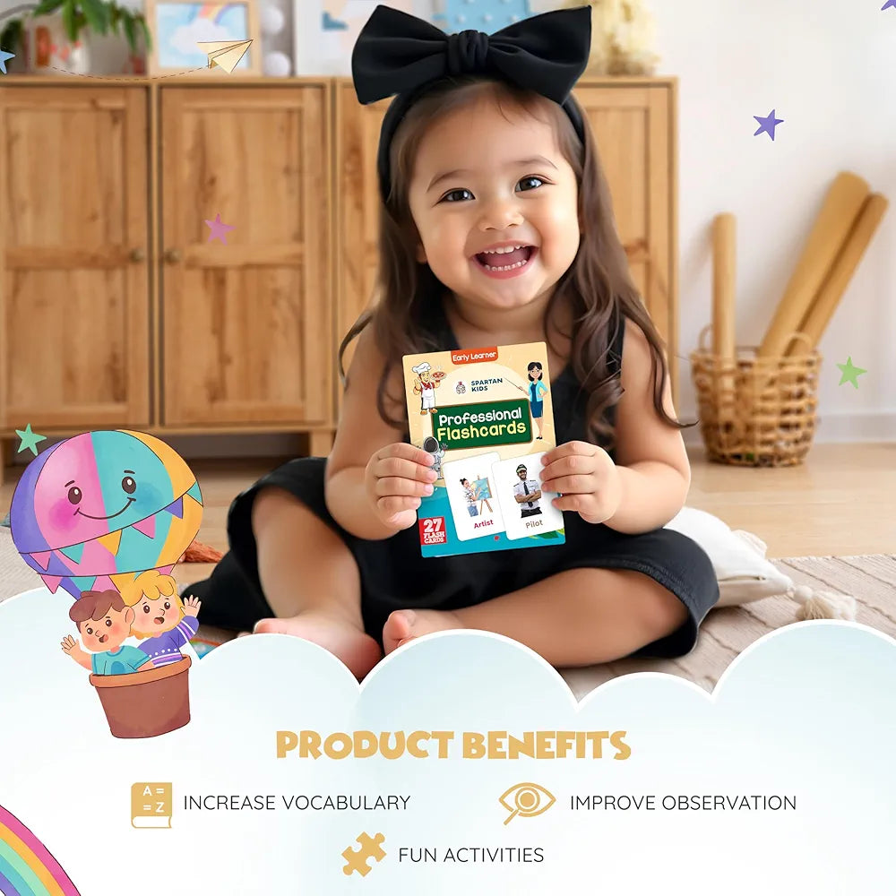 SPARTAN KIDS ProfessionalCreative_Thinking Flash Cards for Kids | 27 Early Learning Flash Cards Easy & Fun Way of Learning 1 Year to 6 Years Babies