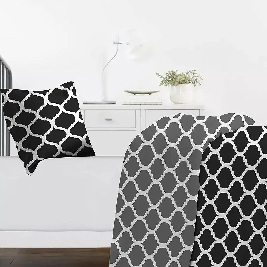 Divine Casa Microfiber Reversible Single Bed AC Duvet Cover with 1 Pillow Cover for Quilt Comforter Blanket Colour Black Grey