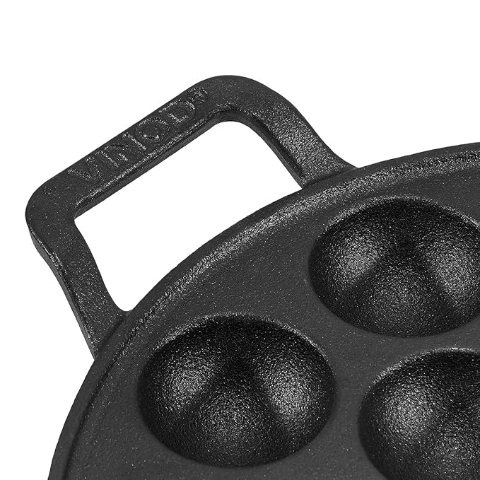 Vinod Legacy Cast Iron Stick Free Paniyarakkal Pan - 15 Cups | 25cm