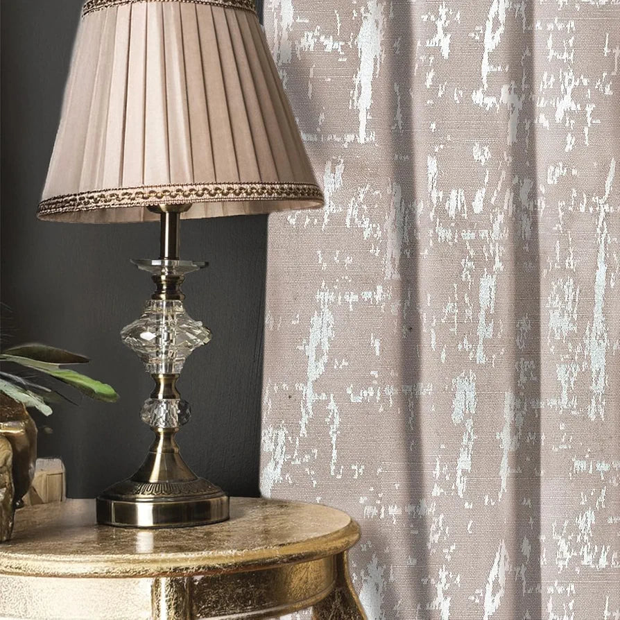 Urban Space Premium Jacquard Window Curtains Light Blocking Curtains for Living Room Pack of 2 Blackout Curtains Dusk Soft Brown