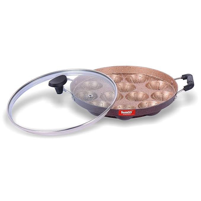 Sumeet Aluminium Appam Patra With Lid 12 Piece (Peach)