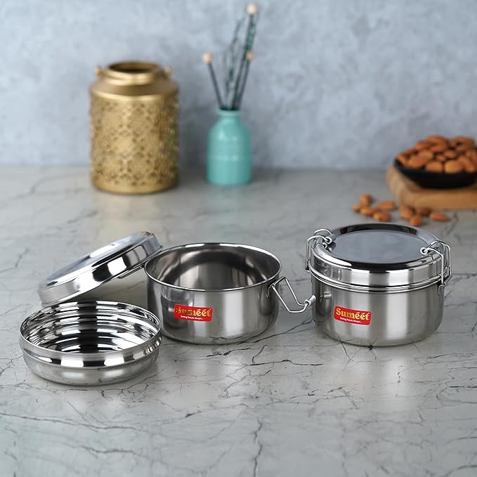 Sumeet Stainless Steel Meal Pack Lunch Box/Tiffin Set of 2Pc 300 ml Each 11.5cm