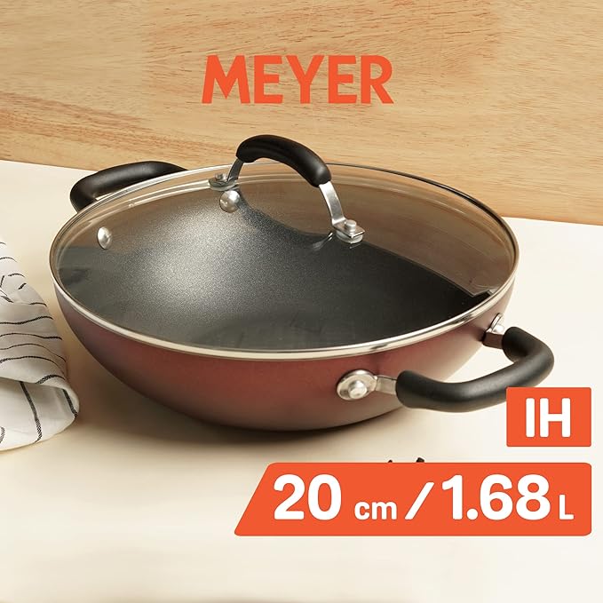 Meyer Merlot Aluminium Non-Stick Kadai with Lid (Purple 20cm)