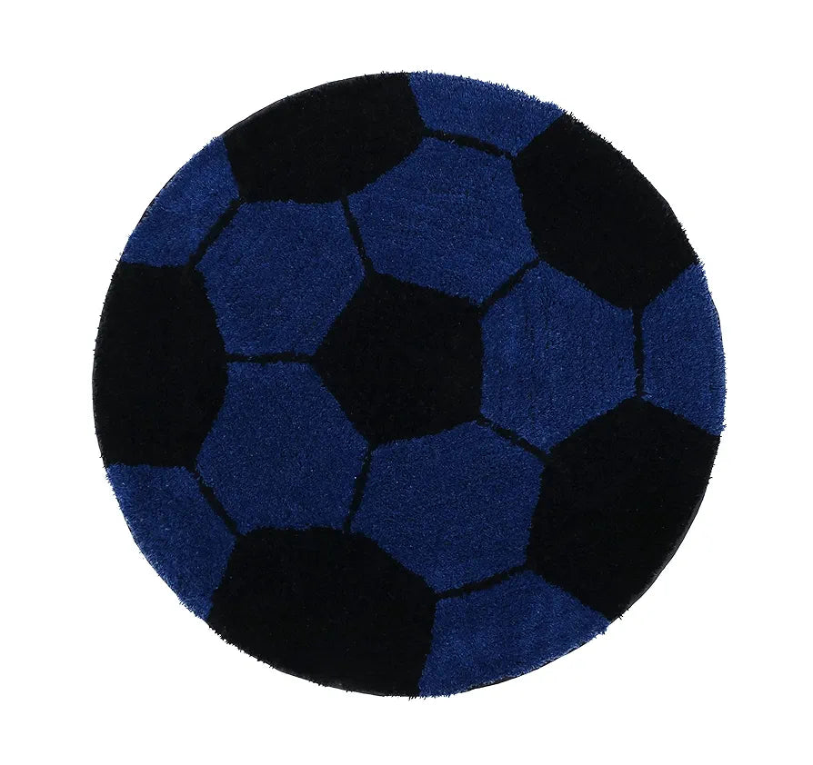 The Home Talk Football Design Kids Cotton Round Bathmats Anti-Skid Soft Bath Rug 60 CM Round